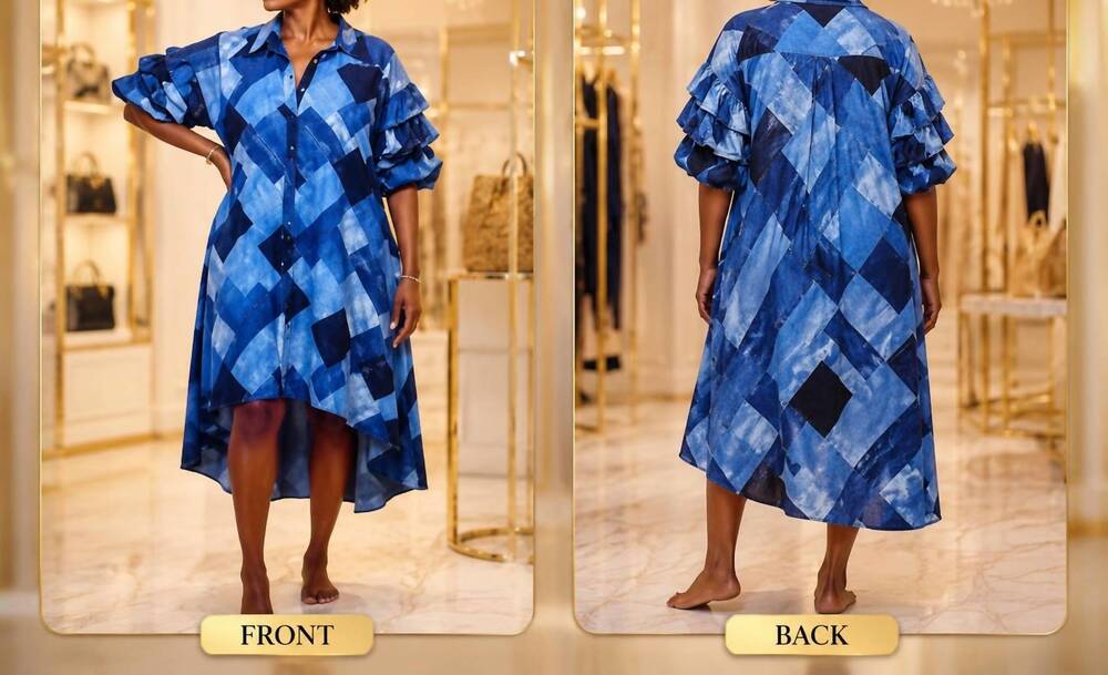 NEW STEP IN STYLE rhythm & patch dress in blue